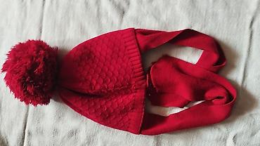 flis celovecek: Qız uşaqları üçün qırmızı qış papağı - Material: yumşaq trikotaj, iç — 2