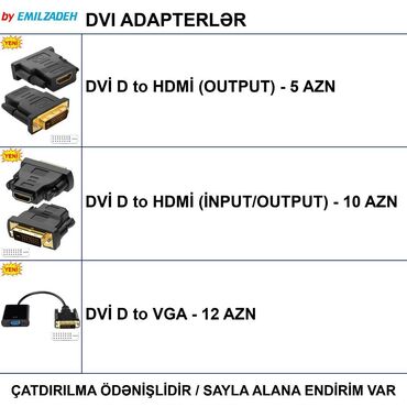 Digər kompüter aksesuarları: DVİ Adapterlər 🚚Metrolara və ünvana çatdırılma var, ❗ÖDƏNİŞLİDİR❗