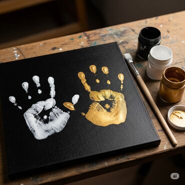 Открытки: Картины Отпечатки ладони рук наборы Отпечаток ладони на холсте Наборы — 5