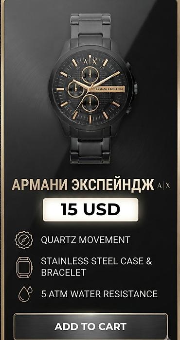 çadra: Armani Exchange kişi qol saatı - Mexanizm: Kvars - Korpus və kəmər — 1