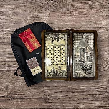 №: 13993 Məhsulun adı: Nərd dəsti Mini, hədiyyəlik, qoz ağacından