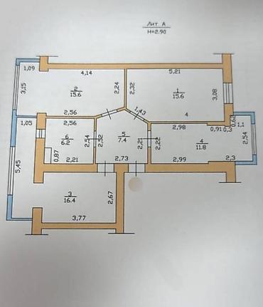 киевский: 3 комнаты, 73 м², ул. Киевская / Уметалиева Индивидуалка, 2 этаж — 6