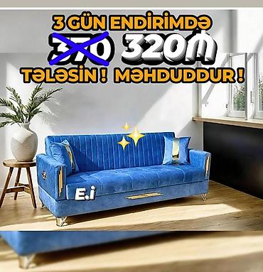 lalafo divanlar: Mavi rəngdə, müasir dizaynlı divan: - Parlaq qızılı detallarla zərif — 1
