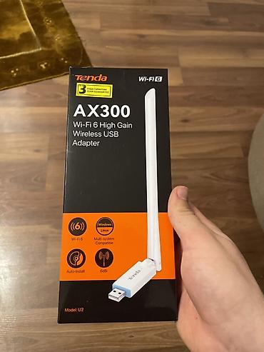 Модемы и сетевое оборудование: Адаптер Wi‑Fi Tenda U2 AX300 (Wi‑Fi 6), USB - Тип: беспроводной — 1