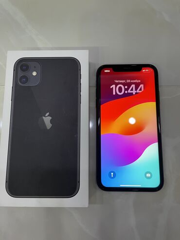 телефон эпл: IPhone 11, Б/у, 64 ГБ, Чехол, Кабель, Коробка, 74 %