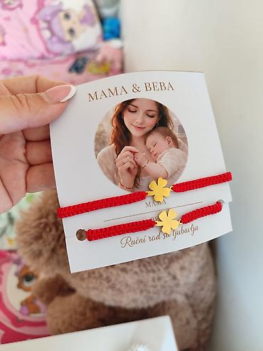 bordo crvena: Set narukvica “Mama & Beba” – ručni rad sa ljubavlju - Dve — 1