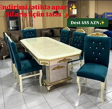 basqa: Qonaq otağı üçün, Yeni, Açılmayan, Dördbucaq masa, 6 stul — 1