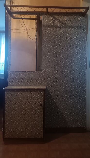 Ev üçün digər mebel: Divar güzgüsü və paltar asmaq üçün yeri olan mebel dəsti. Paltarları