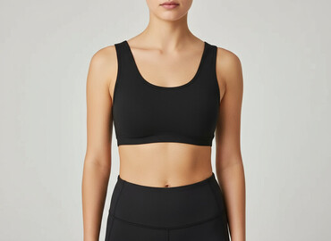 spódnice push up: Czarny top/bra sportowy bez fiszbin - Kolor: czarny - Krój: top typu