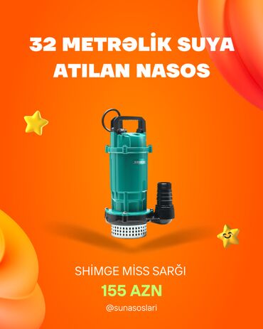 Nasoslar və hidroforlar: Nasos, Artezian quyusu üçün, Göl üçün, Hovuz üçün, quraşdırılma Sualtı, Yeni