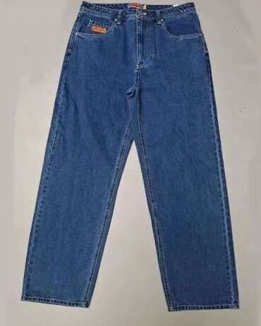 джинсы широкие: Прямые, С вышивкой