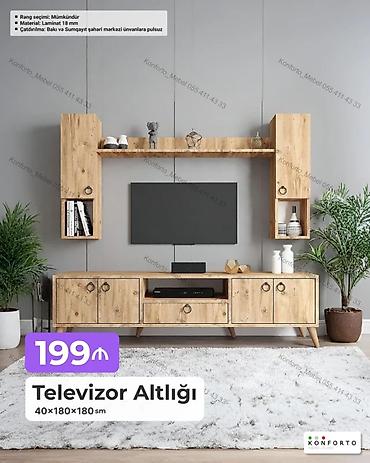Televizor altlığı və asma rəf dəsti Ölçü: 40 × 180 × 180 sm