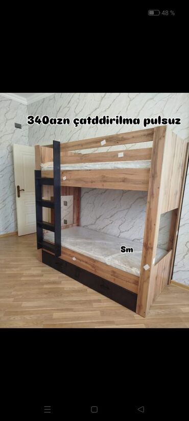 İkimərtəbəli uşaq çarpayıları: Oğlan və qız üçün, Çarpayı, Matras ilə, Siyirməli — 11