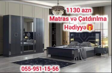 Yataq otağı dəstləri: 2 təknəfərlik çarpayı, Dolab, Komod, Termo, Azərbaycan, Yeni — 6