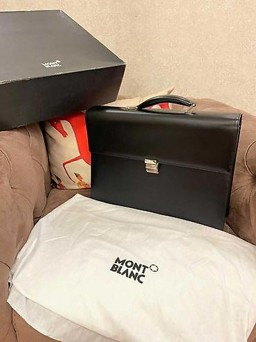 Çantalar: Montblanc kişi portfeli – klassik qara rəng, hamar dəridən. - Tək üst — 1
