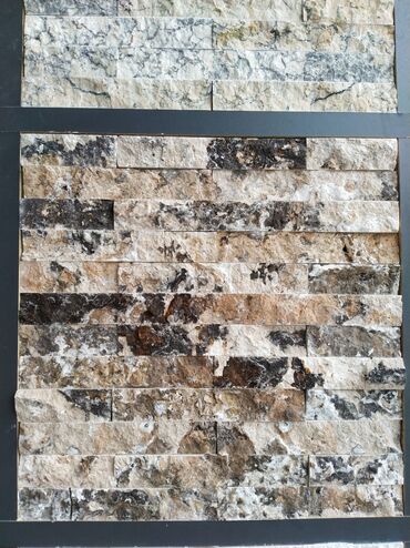 kafeli: Təbii dekorativ daş panel - Material: təbii daş (qarışıq bej, krem