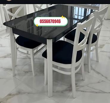ders masa: Mətbəx üçün, Yeni, Açılmayan, Dördbucaq masa, 4 stul — 6
