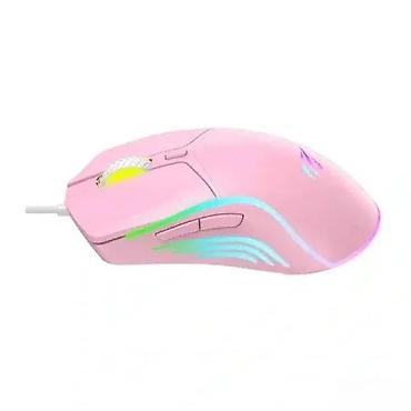 sredjivanje brade: Gejmerski žičani miš – rozu boje sa RGB osvetljenjem - Ergonomski — 3