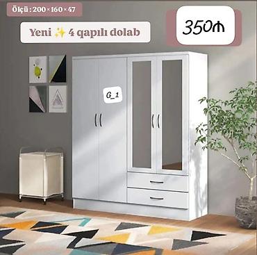 Paltar dolabları, qarderoblar: G_1 geyim dolabları Model 1 – 2 qapılı (ağ) - Ölçü: 200 × 90 × 47 sm — 3