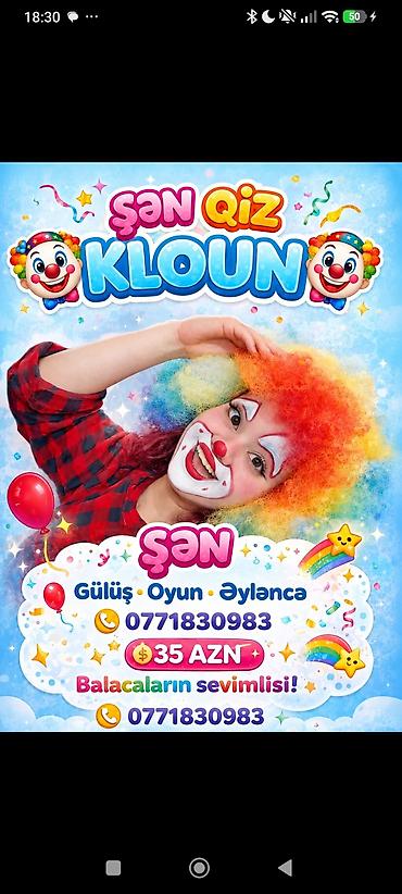 eğlence iş ilanları: Şən Qız Kloun – uşaqlar üçün əyləncə proqram — 1