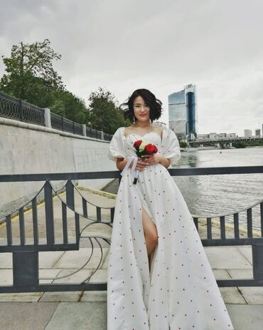 свадебное платье: Повседневное платье, Лето, Длинная модель, Атлас, XL (EU 42)
