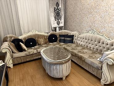 qedim mebel aliram: Klassik üslubda qonaq otağı dəsti - Künc divan: Bej rəngli, yumşaq — 3