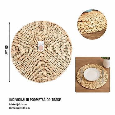 KMT Prostirka od rogoza 2407530 Prirodni, okrugli podmetač/prostirka
