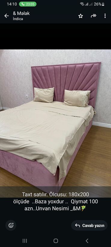 Divanlar: Taxt satılır. Ölcusu: 180x200 ölçüde . Baza yoxdur . Qiymət 100