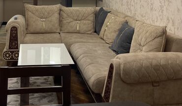 islenmis kunc divani: Угловой диван, Б/у, Нераскладной, Без подьемного механизма, Ткань, Нет доставки