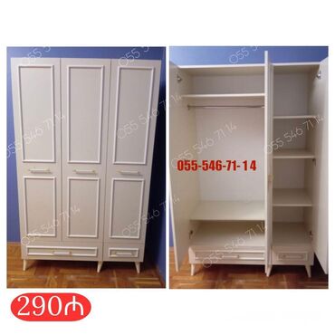 Divan və masa dəstləri: Yeni, 3 qapılı Düz dolab, Qarderob, paltar dolabı