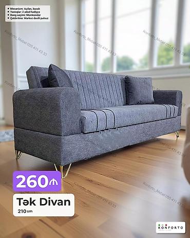 Tək divan – 210 sm - Mexanizm: açılan, bazalı (yataq funksiyası və