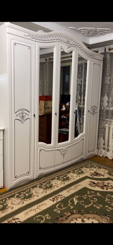 купить детский спальный гарнитур: Уктоочу бөлмө гарнитуру, Эки кишилик керебет, түсү - Ак