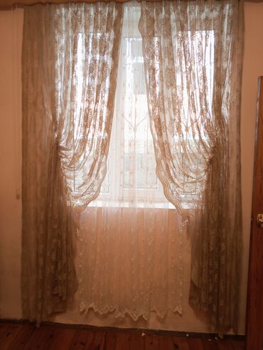 Pərdə və tüllər: İşlənmiş, Pərdə, rəng - Çəhrayı, Pulsuz çatdırılma — 4