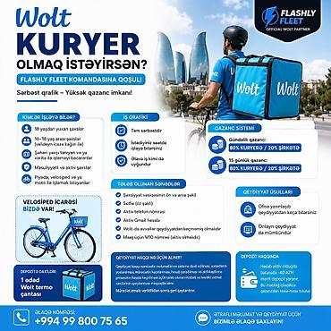 Əməkdaş axtarışı (vakansiyalar): Moto-kuryer tələb olunur, Gündəlik ödəniş, Təcrübəsiz — 1