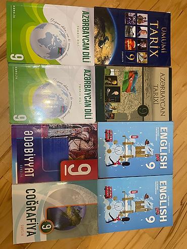 Книги и журналы: Ədəbiyyat 9 Coğrafiya 9 İngilis dili 9, 2 ədəd Azərbaycan dili 9, 2 — 1