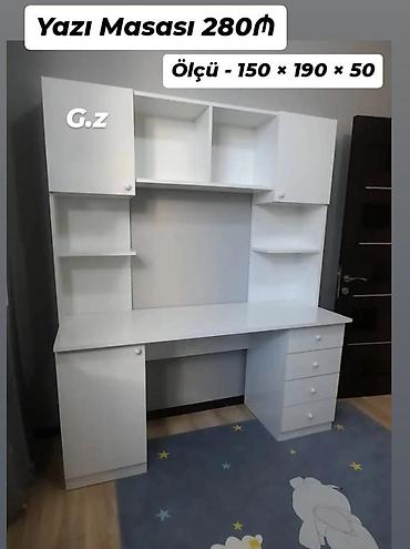 komputer setup: Yazı masası – 280₼ Ölçü: 150 × 190 × 50 sm Ağ rəngli funksional — 1