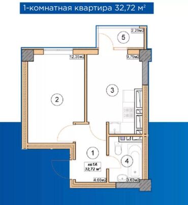 1 комнатная квартира асанбай: 1 комната, 33 м², Элитка, 6 этаж, ПСО (под самоотделку)