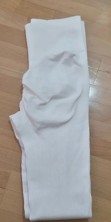 Helanke, biciklistički šortsevi: Ženske bele rebraste helanke – visok struk - Model: bešavne helanke — 16