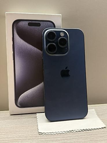 IPhone 15 Pro, Б/у, 128 ГБ, Blue Titanium, Коробка, 100 %