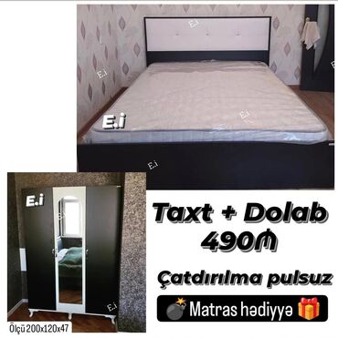 inci mebel: *Taxt + 3 Qapılı Dolab Dəst 490Azn💥* ✔️Rəng seçimi var *🎁Matras