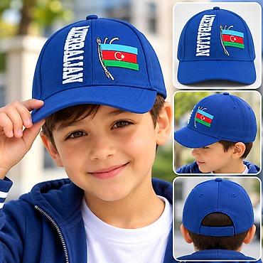bas: Papaq Azerbaijan bayrağlı papaq – mavi rəng Material: tekstil parça — 2