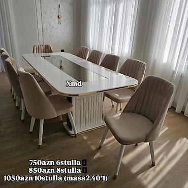 Qonaq otağı üçün, Yeni, Açılmayan, Dördbucaq masa, 6 stul
