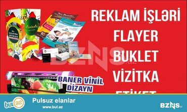 Reklam, çap: Reklam, çap | Flayer, Bannerlər, Buklet | Montaj, Dizayn, Çap