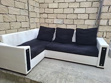 kunc divan: Ağ-qara künc divan - L formalı, 2 hissədən ibarət künc divan - Rəng — 1
