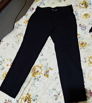 брюки с подтяжками женские: Повседневные брюки, Скинни, Полиэстер, Высокая талия, Зима, 3XL (EU 46)