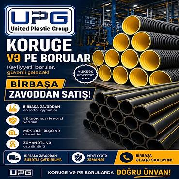 plastik truba: UPG – Koruge və PE borular Məhsul: - Koruge (ikiqat divarlı) və PE — 1