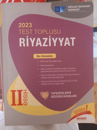riyaziyyat 2 ci hisse pdf 2023: Riyaziyyat Testlər 11-ci sinif, 2-ci hissə, 2023 il