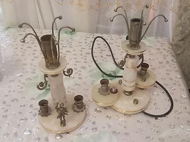 qedimi sandiqlar: Antik masaüstü elektrik lampalarının dəsti - Korpus: ağ oniks/şüşəyə — 3