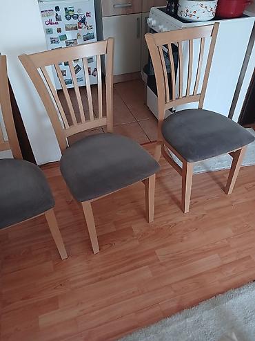 nameštaj m: Drvene trpezarijske stolice – set - Materijal: masivno drvo u svetlom — 4
