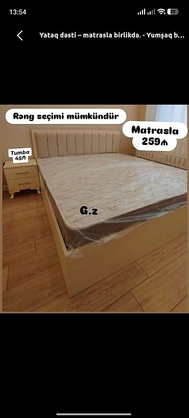 2 li kravat: Yataq dəsti – matrasla birlikdə. - Yumşaq başlıqlı, modern dizaynlı — 1